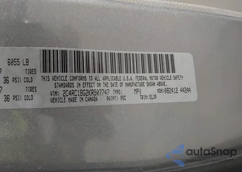 2019 Chrysler Pacifica Touring L из США, поврежденный, VIN 2C4RC1BG2KR507747